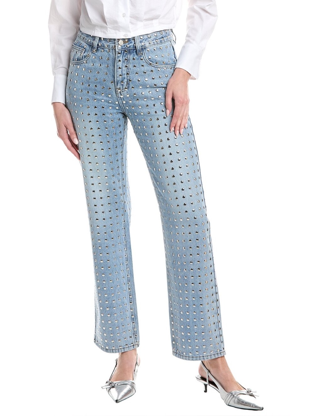 Light Blue Studded Denim Jeans - Picture 13 of 13
